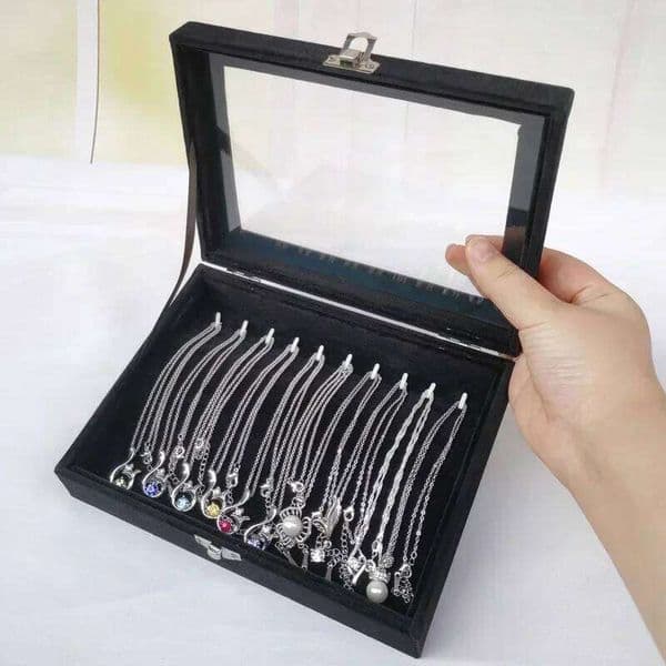 Black Jewelry Box Bracelet necklace arched small display flannel cover jewelry storage box 26Y0206