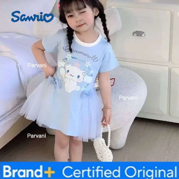 Sanrio hello kitty T-shirt dress summer cute cartoon girl kuromi short sleeve princess skirt children H2602061