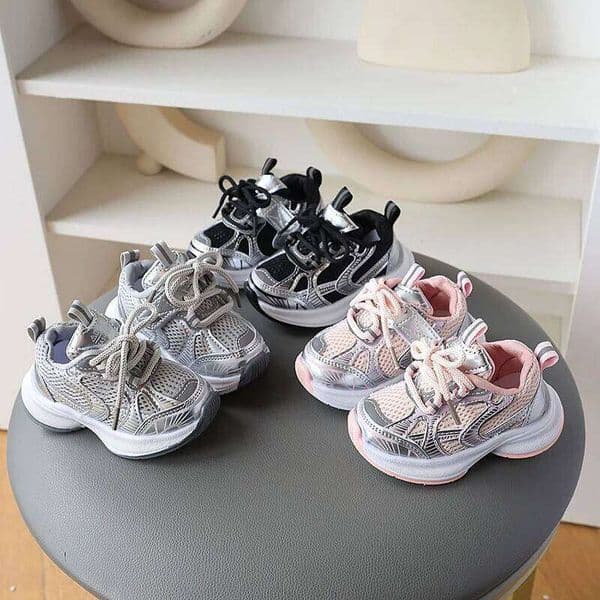 Girls' Sports 2026 New Style Soft Sole Children's Casual Fashionable Breathable Stripe Dad Shoes for Kids Boy 26H0206