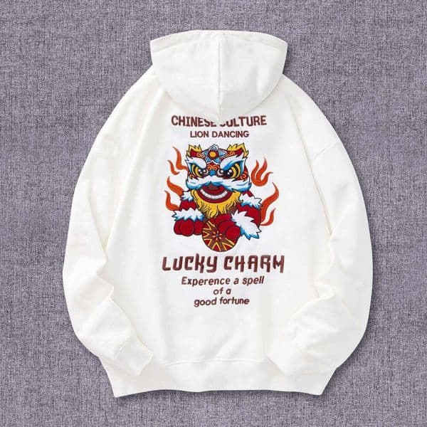 Autumn Winter New Embroidered Men National Trend Lion Dance Hooded Trendy Brand Plus Size Men's Pullover Casual Couple Sweatshirt Luanyun 33 e7
