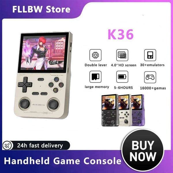 Open System K36 Retro Handheld Game Console 3.5Inch IPS Screen Portable Pocket Video Player 64GB Games 30+ Emulators H260206