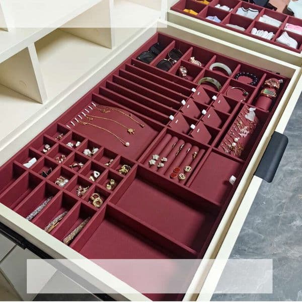 Drawer Leather Storage Cabinet, Wardrobe, Room, Multi-Compartment Jewelry Organizer, Dressing Table With Compartments For Necklaces And Earrings B5