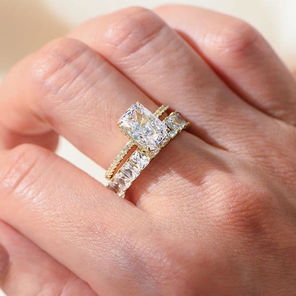 S925 sterling silver 5A square zircon set, fashionable simple, ins style, versatile stackable full diamond ring