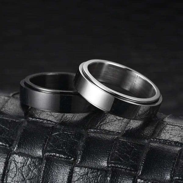 Smooth Stainless Steel Rotating Spinning Anxiety Fidget Rings For Couples Love Wedding Band Ring Jewelry Anillo Antiestres W260206 thumbnail 2