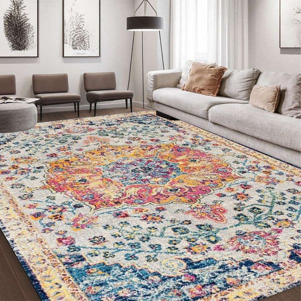 Bohemian Style Foldable, Washable, Machine Washable TPE Non-Slip Living Room Carpet, American-Style Entrance Door Mat B5