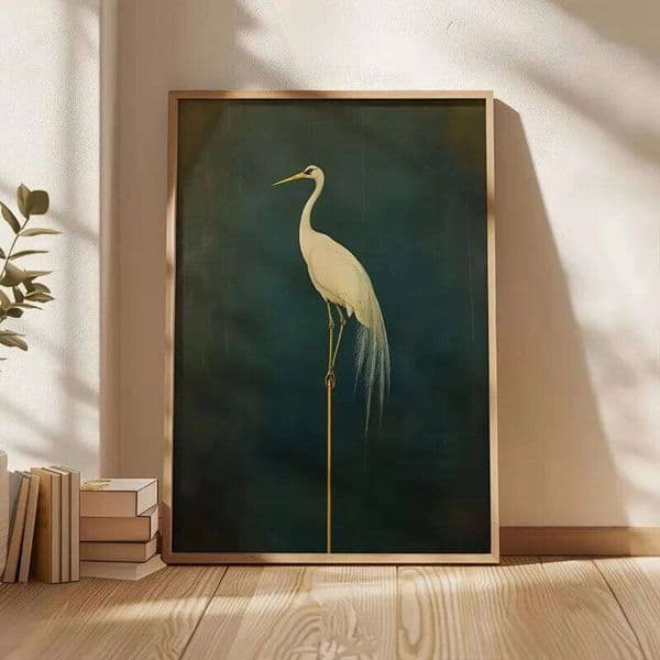 Vintage Japanese Crane Art Print Bird Wall Decor, Canvas Poster Painting, No Frame, for Living Room, Bedroom, Office Decor 26Y0207