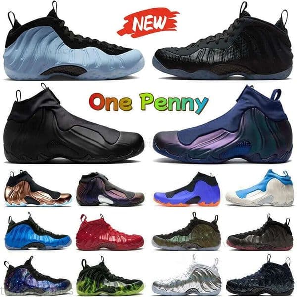 2026 One Penny Designer foamposits Basketball Shoes Men trainers Sports Sneakers Deep Royal Carbon Fiber Cough Drop Red October Pine Green Galaxy ParaNorman