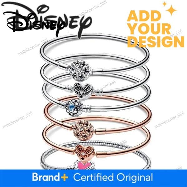 Disney 2025 New Fashion Heart Shaped Bracelet for Women Fine Gifts Premium Charms Jewellery Wholesale
