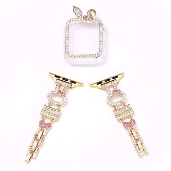 Rabbit diamond-studded strap/case for Apple Watch band 40/41/44/45mm Cute Ladies Fashion Iwatch Series SE 8 9 7-1 Ultra strap Z260207