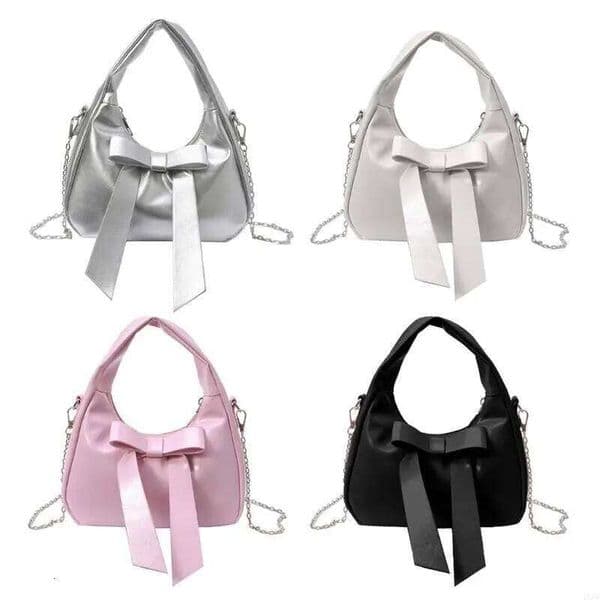 4XFF Leather Satchel Handbags for Women Toted Shoulder Bows Crossbody Bag Purse Z260207