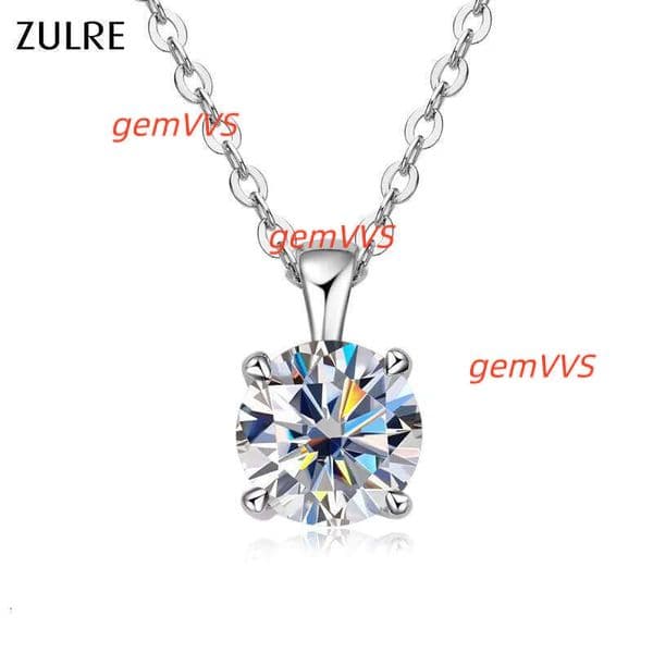 Four Prong 925 Sterling Silver Chain Gold Plated Brilliant Cut 6.5Mm 8Mm 9Mm D Moissanite Pendant Necklace Women Third Party