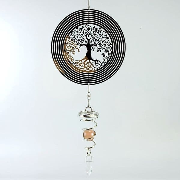 Free Shipping 15Cm Stainless Steel Bearing Rotating Wind Chime Tree Of Life Cross-Border E-Commerce Amazon Supply Craft Hanging Ornament Pendant