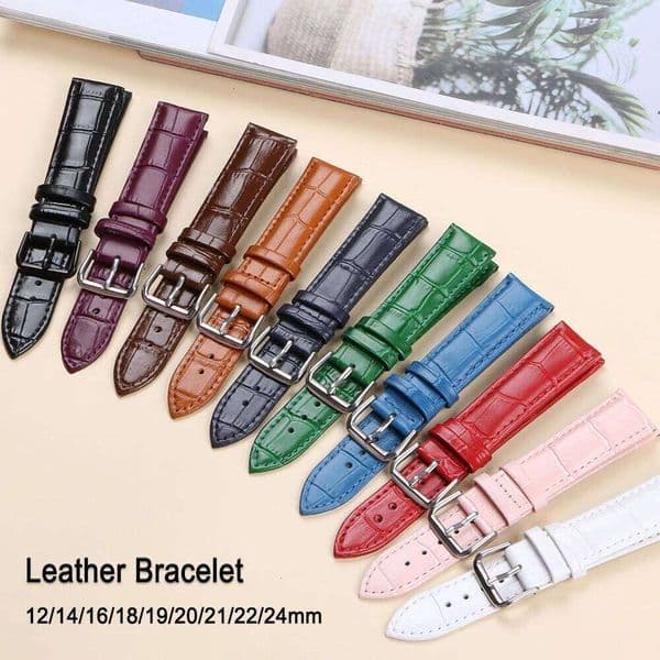 Leather Strap 12mm 14mm 16mm 18mm 19mm 20mm 21mm 22mm 24mm Crocodile Pattern Bracelet Men Women Universal Replacement Watchband Z260207