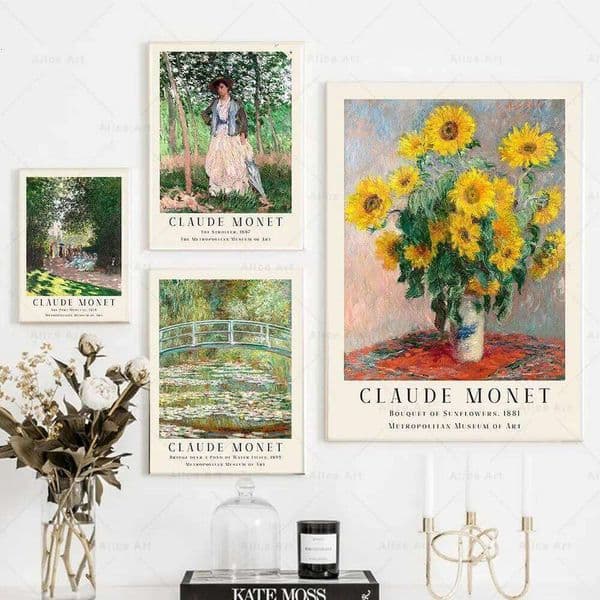 Print Claude Monet Poster Impressionism Canvas Painting Portrait Garden Life Wall Art Picture for Living Room Home Decor No frame 26W0207