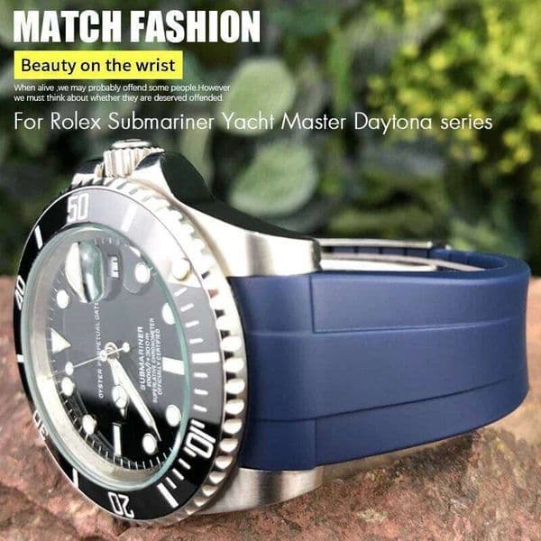 Curved End Rubber Watchband 18mm 19mm 20mm 21mm 22mm for Rolex Submariner GMT Daytona Datejust Explorer 2 Silicone Watch Strap Z260207