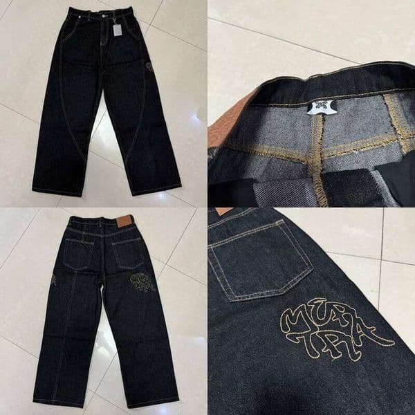 Mertra Jeans Classic Embroidered Patchwork Fashion Trousers Men Women Casual Denim Pants Real Photo One Day Shipped Out X260207 Z260404