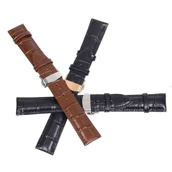 Unisex Strap Butterfly Buckle Leather Belt Replacement Band Compatible with Various Models Versatile Watch Chain Accessory Z260207