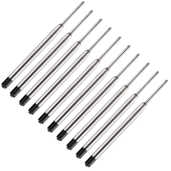 10Pcs Metal Ballpoint Pen Refills Parker Style Smooth Writing Quick Drying Black Blue Red Ink Refills for Office School