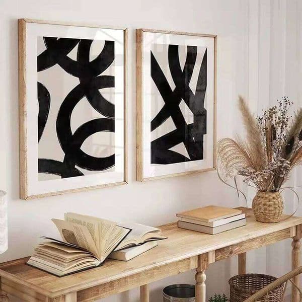 Modern Abstract Beige Black Line Poster Prints Canvas Painting Minimal Wall Art Pictures for Living Room Home Decor Cuadros No frame 26W0207