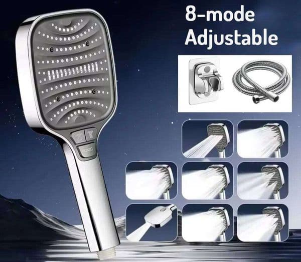 Upgraded 8 Modes Large Flow Head One Key Stop High Pressure Water Saving Shower Big Panel Bathroom Accessories 26H0207