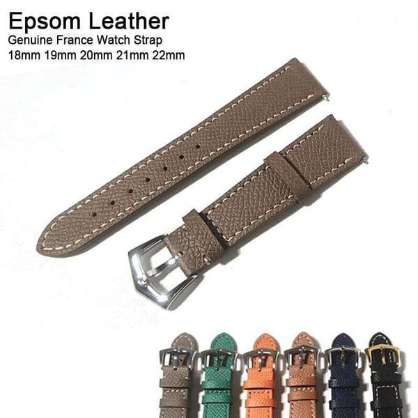 Genuine France Epsom Leather Quick Release Watch Band 18-22mm Universal Flat Head Strap Durable Luxury Accessory Z260207