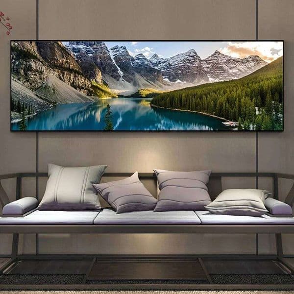 Gorgeous Landscape Canvas Print Painting Lake Forest Mountain Scenery Wall Art Poster For Living Room Bedroom Decoration Picture 26Y0206