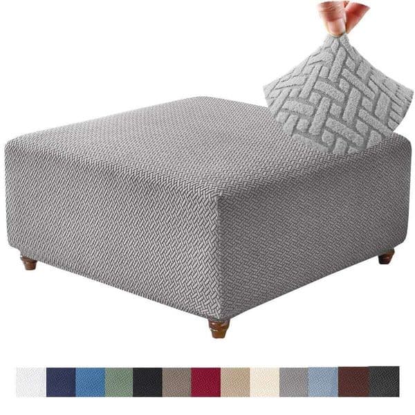 T-Shape Jacquard Square Ottoman Stool Cover Elastic Sofa Footrest Slipcovers for Living Room Office Home Decor 26W0207