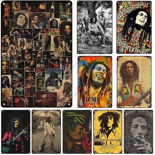 Rusty Bob Marley Reggae Singer Metal Tin Sign Vintage Bar Club Pub Wall Decoration Retro Rock Poster 26L0207