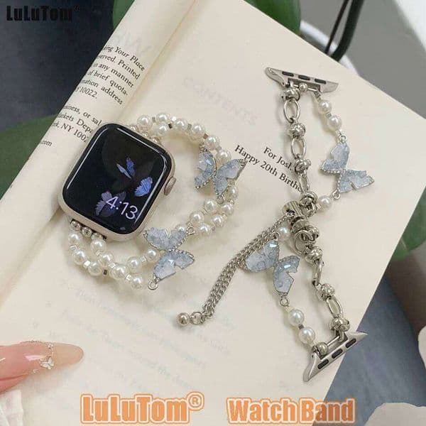 Women Crystal Butterfly Strap For Apple Watch Band Ultra 2 49mm Iwatch Series 10 9 8 6 7 5 SE 4 46/45/44/42/41/40/38mm Bracelets Z260207