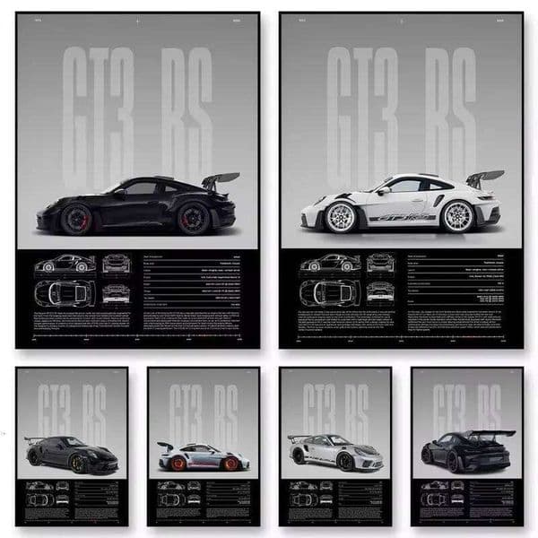 Minimalist 911 GT3-RS 718 GT4 RS Hyper Sports Car Supercar Poster Canvas Painting Wall Art Pictures Home Interior Decor No frame 26W0207