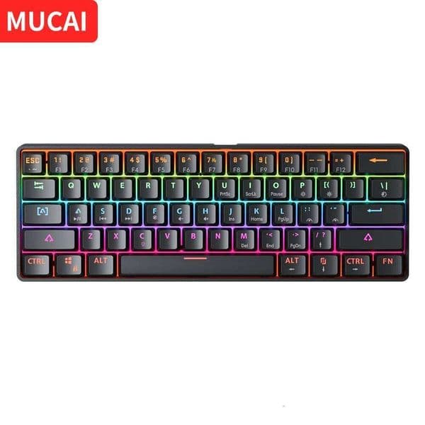 MUCAI MK61 USB Gaming Esports Mechanical Keyboard 61 Key Red Switch Wired Detachable Cable RGB Backlight Hot Swap Z260207 Y260525