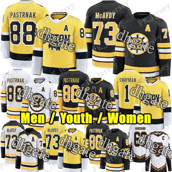 #88 David Pastrnak boston hockey bruin jersey #1 Jeremy Swayman Morgan Geekie Charlie McAvoy Fraser Minten Pavel Zacha Zadorov Gilmore Hampus Lindholm jerseys