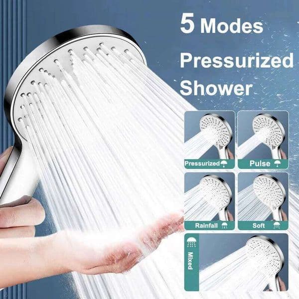 High Pressure 5 Modes Adjustable Shower Head Big Panel Large Flow Spray Nozzles Massage Handheld Showerhead Bathroom Accessories 26H0207