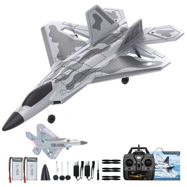 F22 - 4 Channel Fighter Remote Contro Airplane for Adults Beginners Lights, RTF RC Aircraft with 2 Batteries 26Y0207