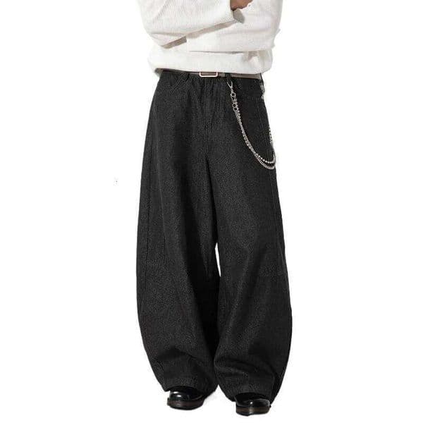 Retro Version Spring Autumn MenS Denim Vintage Wide Leg Loose Jeans Casual Straight Trousers Black Pants S260408