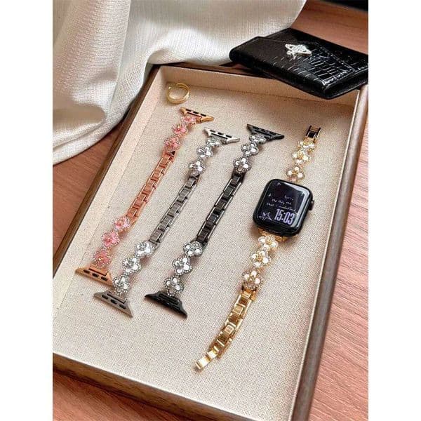 Four-clover Diamond Metal Compatible iWatch 38mm 40mm 41mm 42mm 44mm 45mm 49mm Fashion Strap Z260207