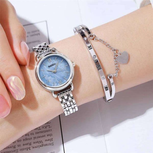 2pcs/set women steel quartz bracelet watch C260206
