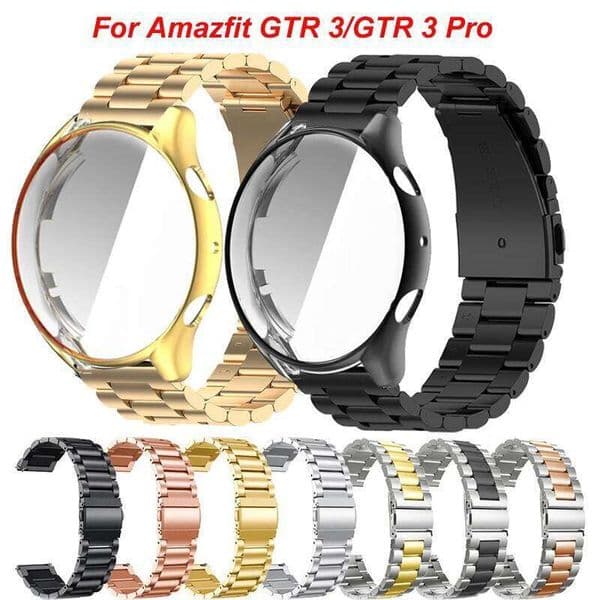 2 in 1 Case+Band Stainless Steel Strap Protective Cover For Amazfit GTR 3 Pro Bracelet Wristband Correa Z260207