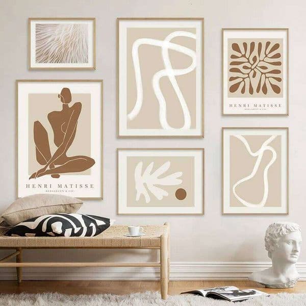 Boho Abstract Matisse Beige White Line Wall Art Poster Minimalist Canvas Paintings Print Picture for Living Room Interior Home 26Y0207