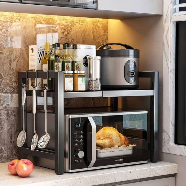 Expandable Shelf, Holder with 6 , Kitchen Storage Microwave Baking Rack, Extendable 40-64cm 26L0207