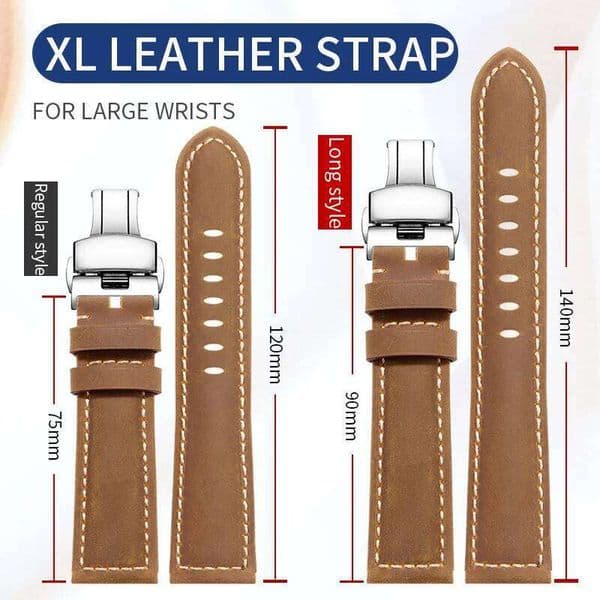 XL extended lenght 140+90mm leather strap for Hamilton Panerai SEIKO lengthening and thickening men's watch band 22MM24MM Z260207