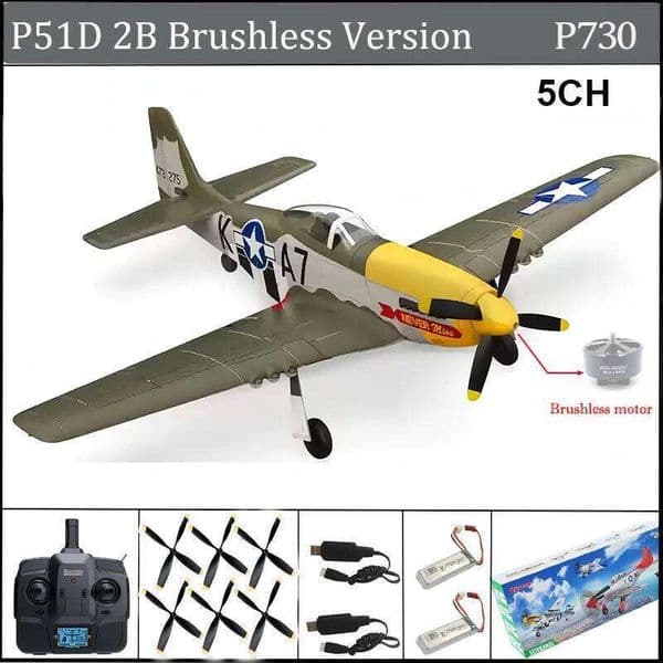 Plane 5CH 3D/6G Fixed-wing RC Airplane 2.4GHz P51D Mustang RTF for Adults Beginners Easy to Fly Removable Brushless Fighter 26Y0207