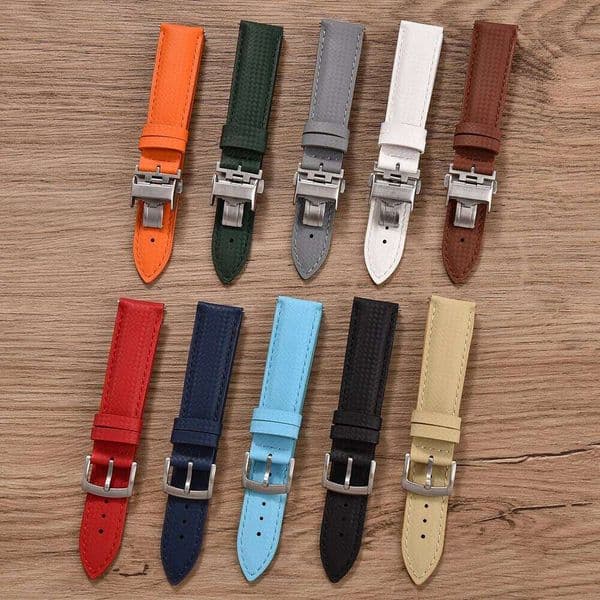 Unisex 18/19/20/22mm Quick Release Watch Bands Tropical Pattern FKM Rubber and Leather Waterproof Sailcloth Signature Strap Z260207