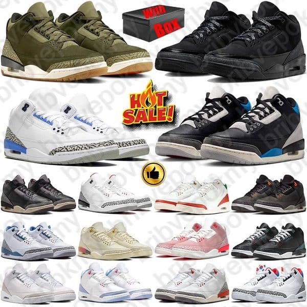 Free Shipping With Box Designer Basketball 3 3s Shoes sneakers for mens womens Black Cat Cement trainers Sports runners