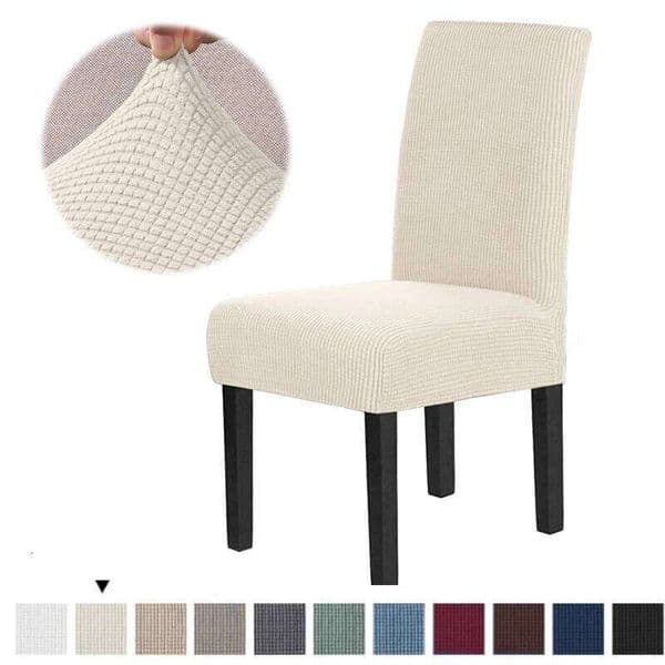 Stretch Dining Covers Feature Textured Checked Jacquard Fabric Parsons Slipcover Thick Chair Protectors 26W0207