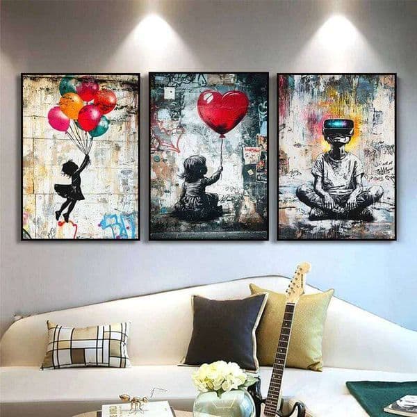 Banksy Color Street Graffiti Art Poster Print Canvas Pictures Home for Living Room and Studio Gallery Decor Frameless Paintin 26L0207