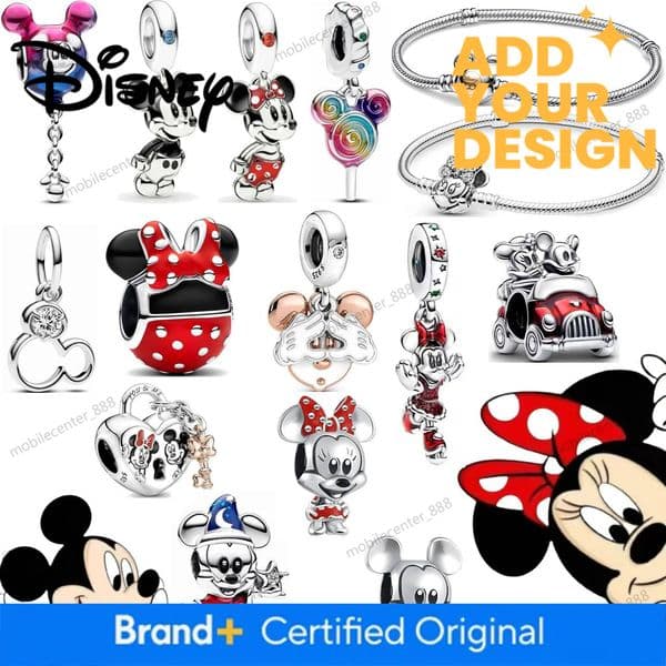 Disney Designer Jewelry Disney 925 Silver Charm Mickey Minnie Pendant Sterling Silver Bead Rose Charm Fit Original Women Jewelry Accessories Gift Luxury Jewelry