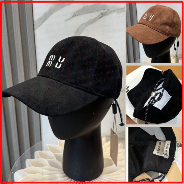 Women's Miulys Miulys Hat, Fleece Baseball Cap, Letter Embroidered Baseball Cap, Designer Curved Edge Hat, Drawstring Adjustment, Men's Peaked Cap