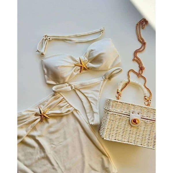 Three-piece New Sexy Bikini Solid Color Split Women's Swimsuit C260207