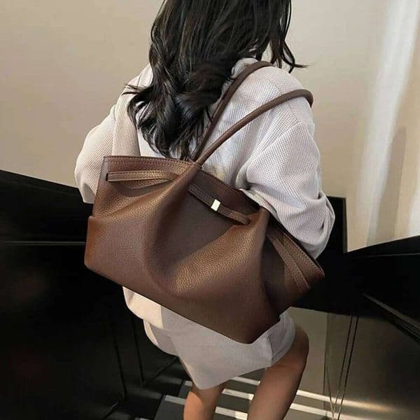 Luxury Lychee Pattern Underarm Shoulder Bags PU Leather Solid Color Women's Handbags Large Capacity Tote Bag Travel C260207